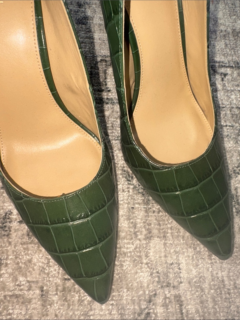 Michael Kors Dark Green Croc-Embossed Pointed Toe Pumps - Picture 4 of 7